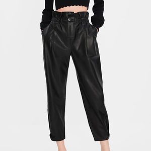 Zara faux leather paper bag pants